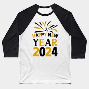 Happy New Year 2024 Groovy Baseball T-Shirt